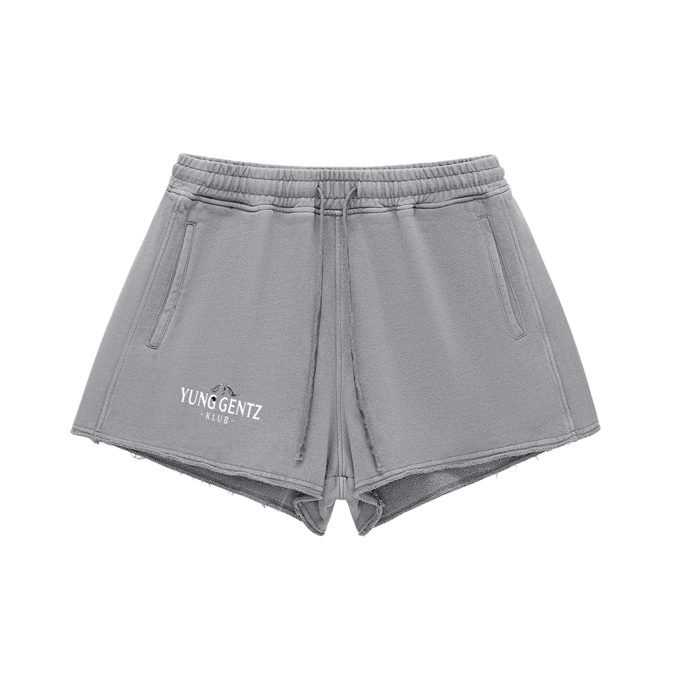 Snow Washed Raw Edge Drawstring Shorts